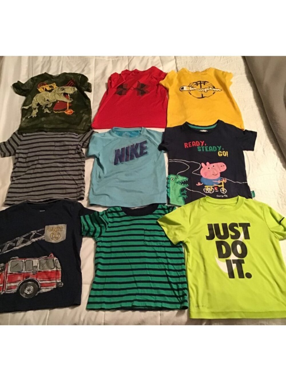 Boys T-Shirts Size 5 Lot of 9  Peppa Pig Nike Carters Champion Under Armour